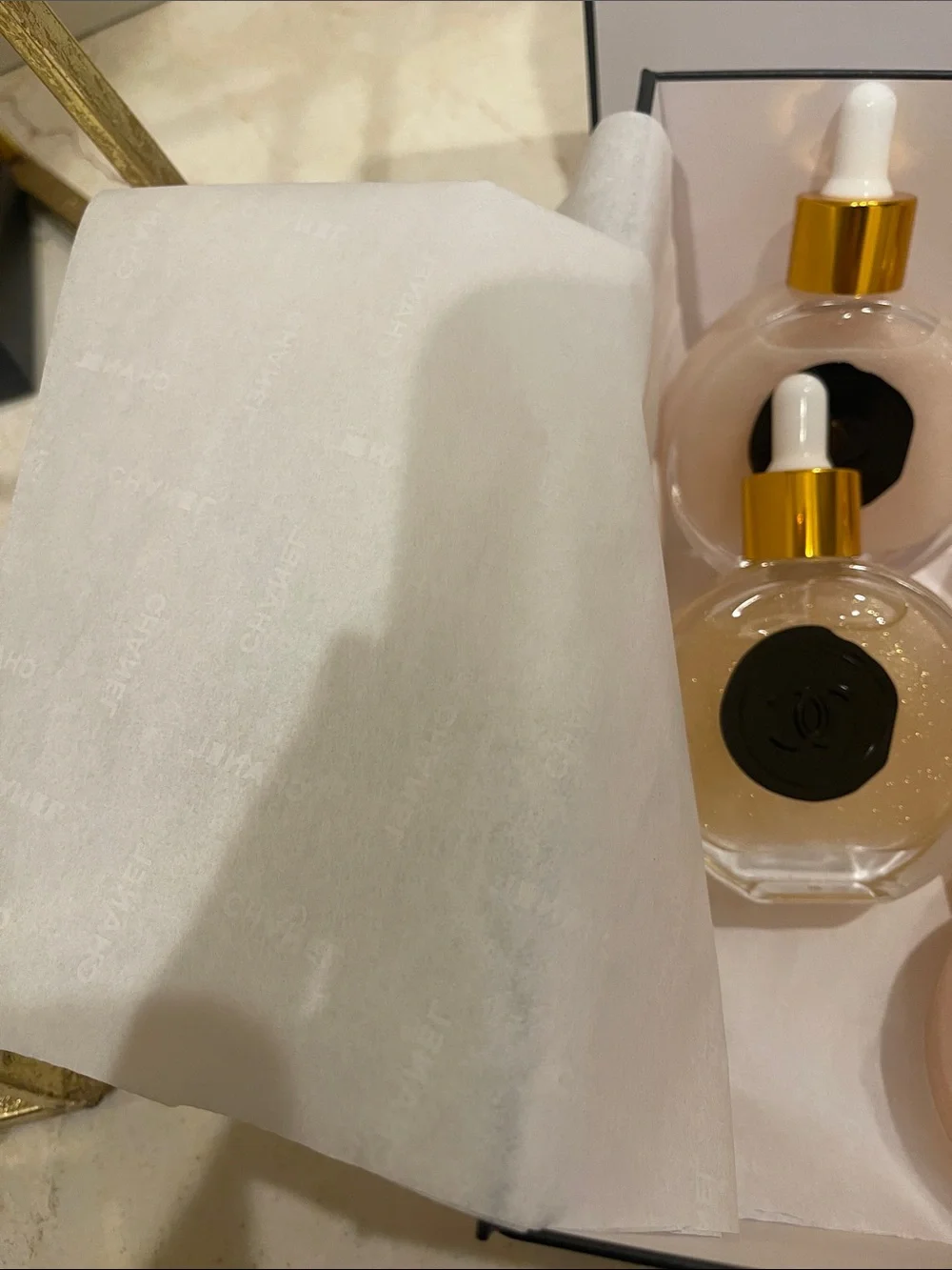 CHANEL Illuminating Shimmering Body Oil Fragrance Drop Bottles.